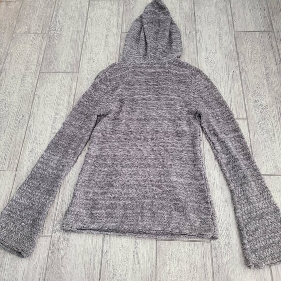 Roxy Gray Knit Hoodie with Wooden Bead Drawstrings Size Women’s Small - Picture 12 of 13